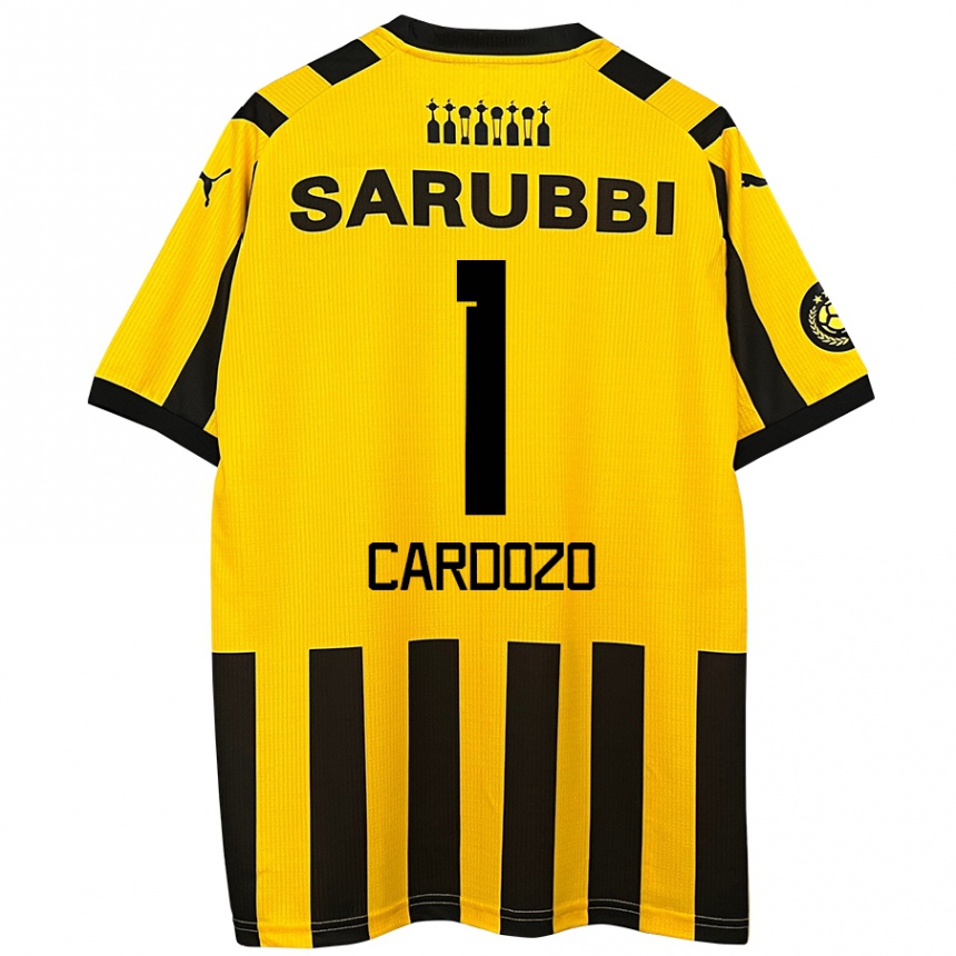 Enfant Football Maillot Thiago Cardozo #1 Jaune Noir Tenues Domicile 2024/25