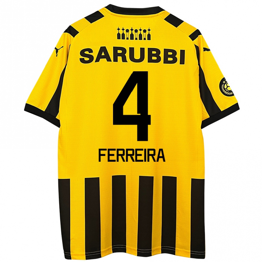 Enfant Football Maillot Joaquín Ferreira #4 Jaune Noir Tenues Domicile 2024/25