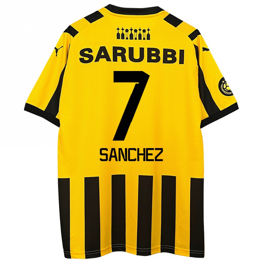 Enfant Football Maillot Carlos Sánchez #7 Jaune Noir Tenues Domicile 2024/25