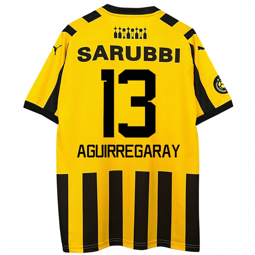 Enfant Football Maillot Matías Aguirregaray #13 Jaune Noir Tenues Domicile 2024/25