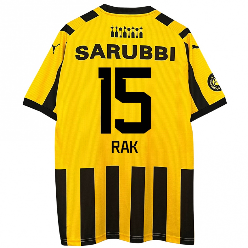 Enfant Football Maillot Yonatthan Rak #15 Jaune Noir Tenues Domicile 2024/25