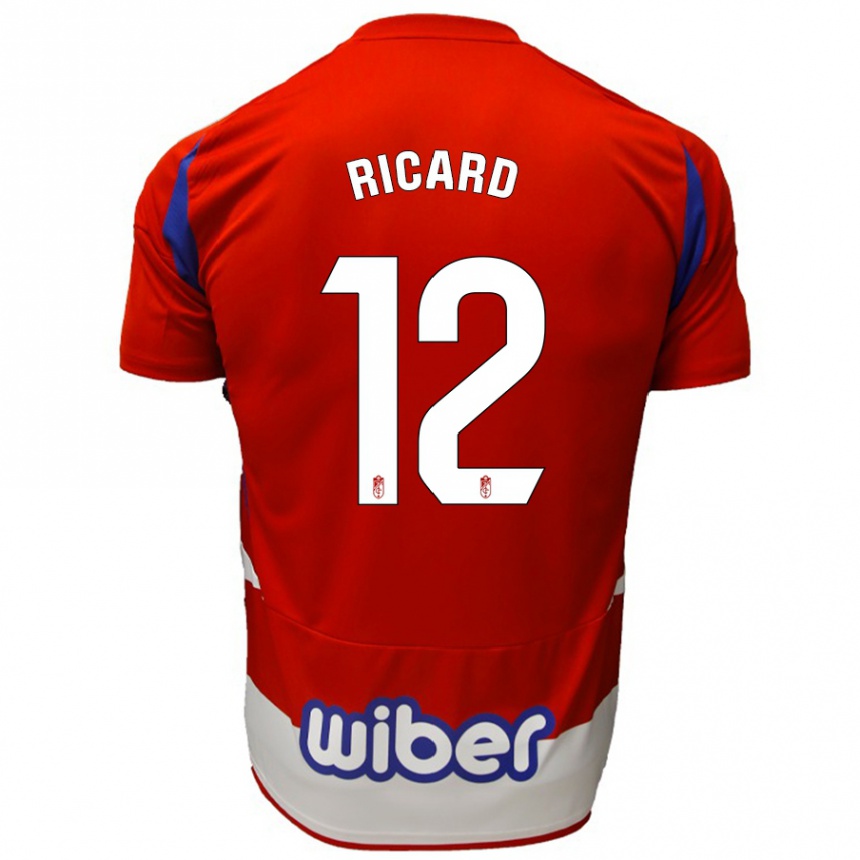 Enfant Football Maillot Ricard Sanchez #12 Rouge Blanc Bleu Tenues Domicile 2024/25