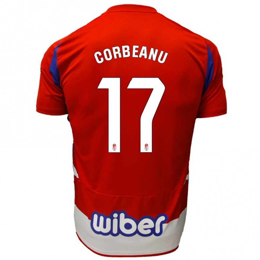 Enfant Football Maillot Theo Corbeanu #17 Rouge Blanc Bleu Tenues Domicile 2024/25