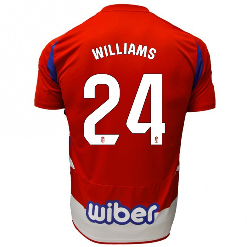 Enfant Football Maillot Loïc Williams #24 Rouge Blanc Bleu Tenues Domicile 2024/25