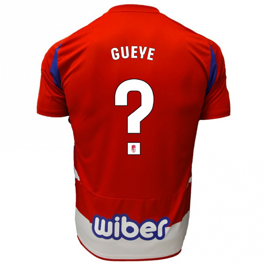 Enfant Football Maillot David Gueye #0 Rouge Blanc Bleu Tenues Domicile 2024/25