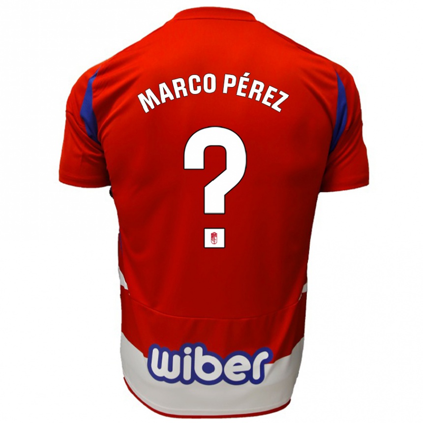 Enfant Football Maillot Marco Pérez #0 Rouge Blanc Bleu Tenues Domicile 2024/25