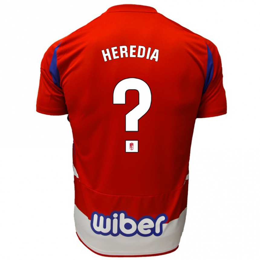 Enfant Football Maillot Adri Heredia #0 Rouge Blanc Bleu Tenues Domicile 2024/25