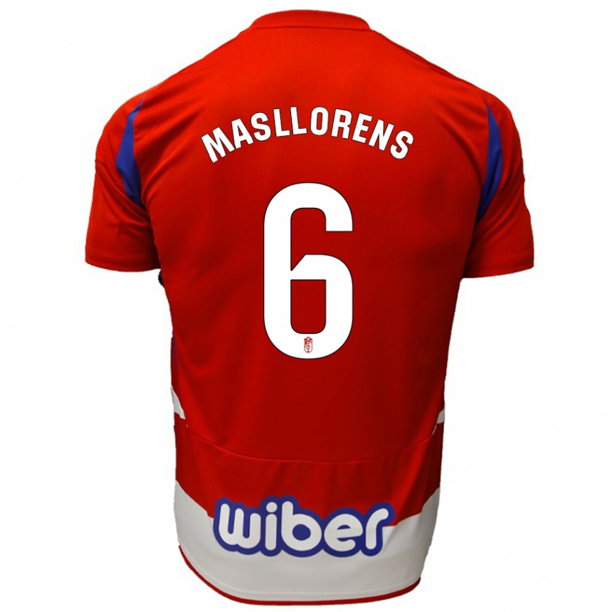 Enfant Football Maillot José Masllorens #6 Rouge Blanc Bleu Tenues Domicile 2024/25