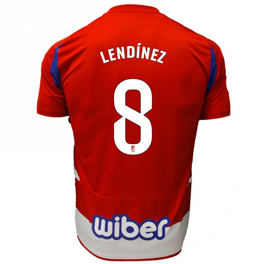 Enfant Football Maillot Juanma Lendínez #8 Rouge Blanc Bleu Tenues Domicile 2024/25