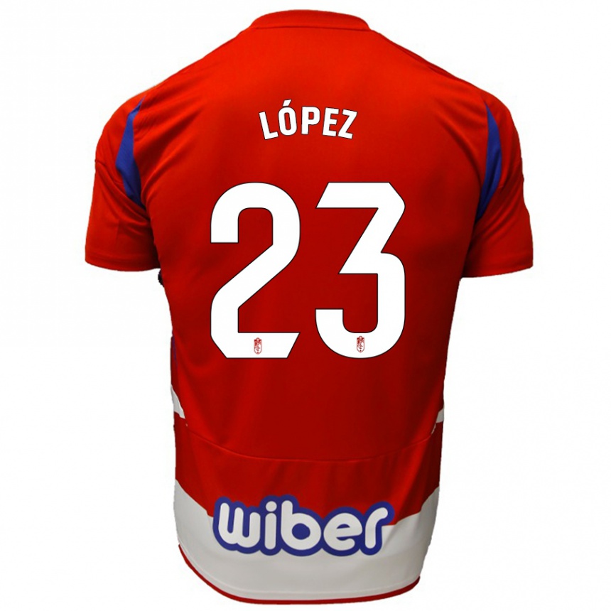 Enfant Football Maillot Diego López #23 Rouge Blanc Bleu Tenues Domicile 2024/25