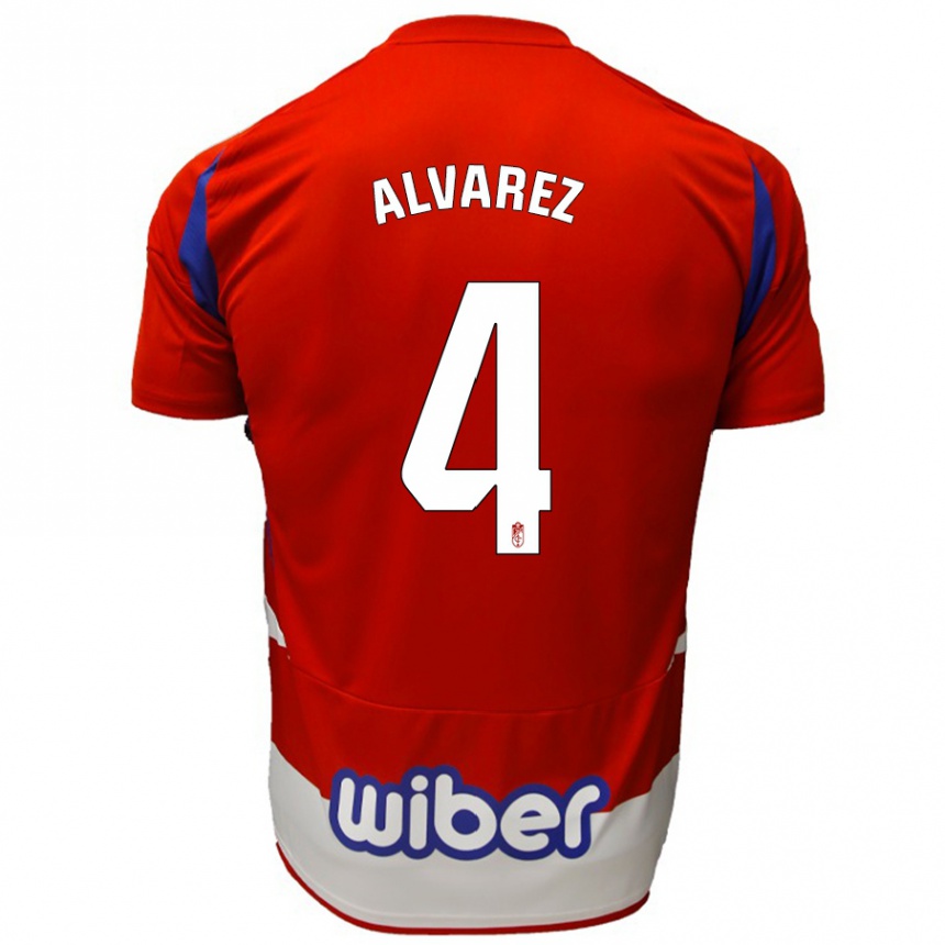 Enfant Football Maillot Isabel Álvarez #4 Rouge Blanc Bleu Tenues Domicile 2024/25