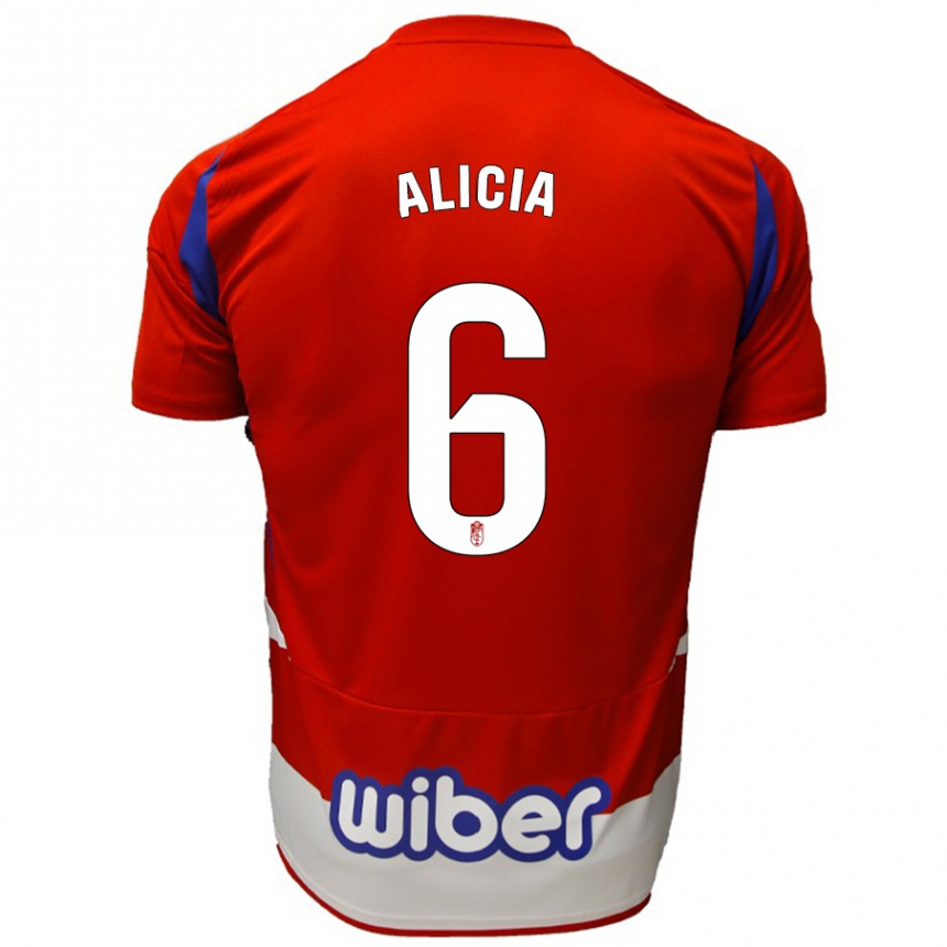 Enfant Football Maillot Alicia #6 Rouge Blanc Bleu Tenues Domicile 2024/25