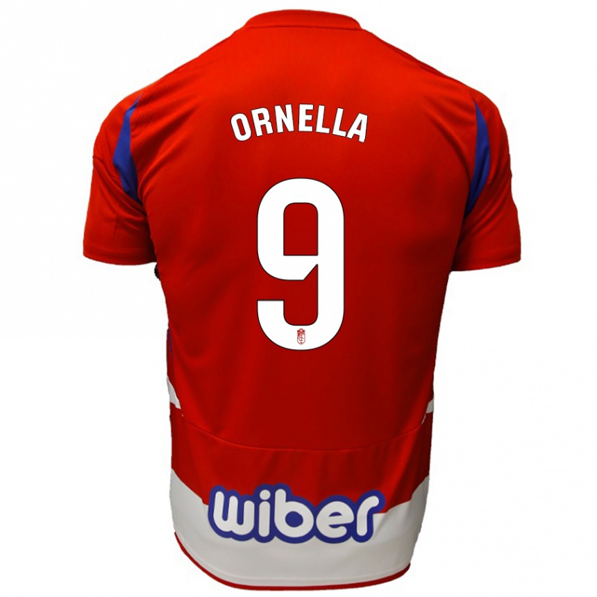 Enfant Football Maillot Ornella María Vignola Cabot #9 Rouge Blanc Bleu Tenues Domicile 2024/25