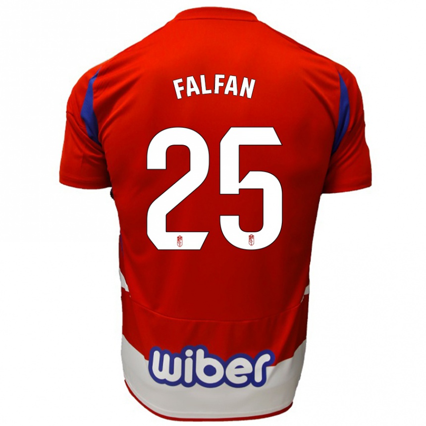 Enfant Football Maillot Daiana Falfán #25 Rouge Blanc Bleu Tenues Domicile 2024/25