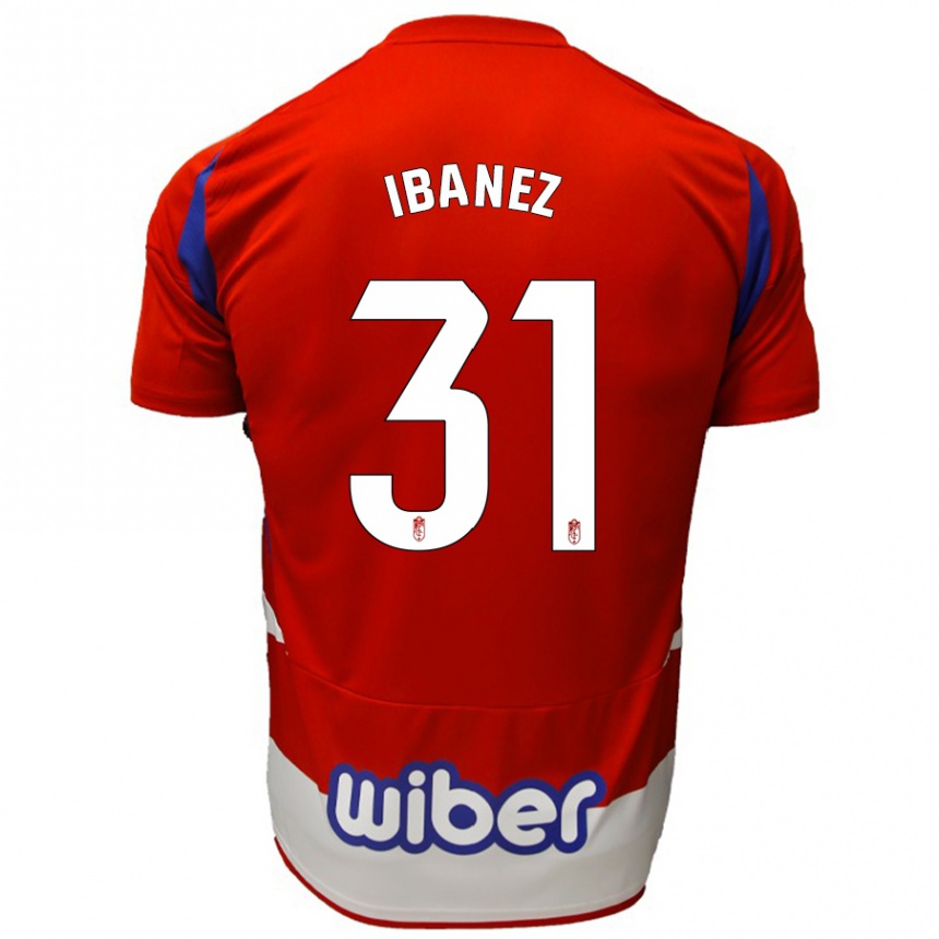 Enfant Football Maillot Alba Ibáñez #31 Rouge Blanc Bleu Tenues Domicile 2024/25