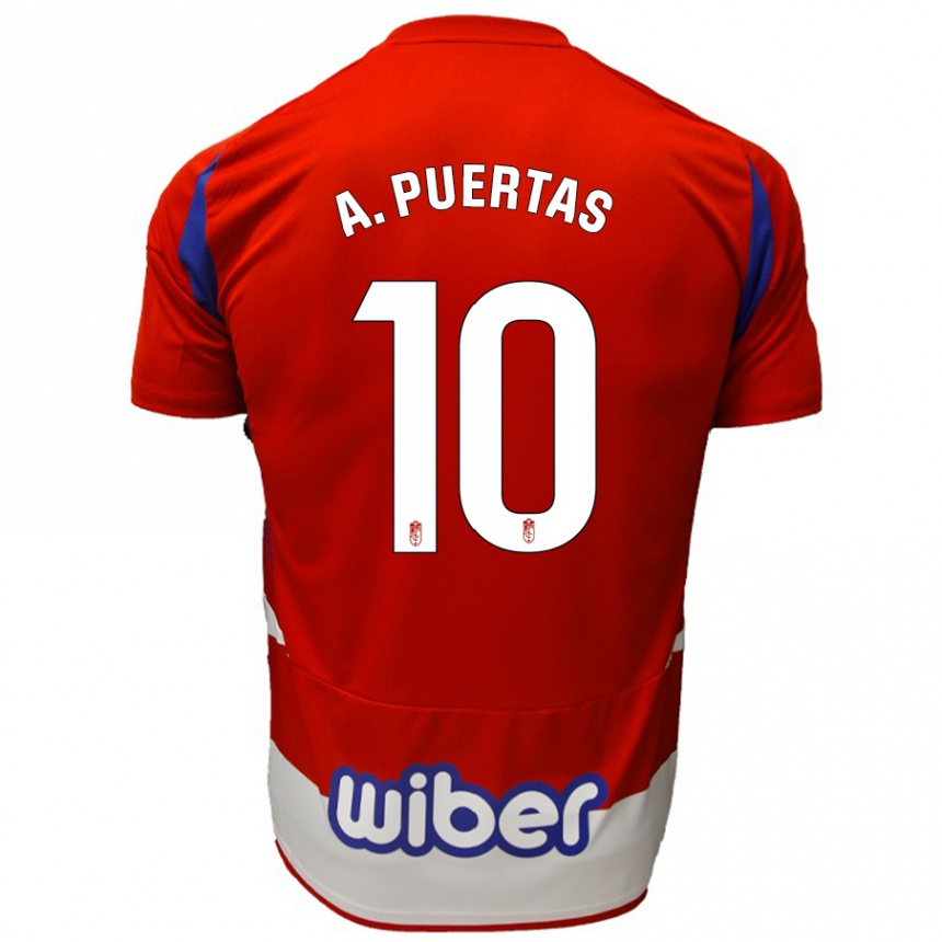 Enfant Football Maillot Antonio Puertas #10 Rouge Blanc Bleu Tenues Domicile 2024/25