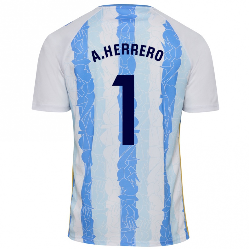 Enfant Football Maillot Alfonso Herrero #1 Blanc Bleu Tenues Domicile 2024/25