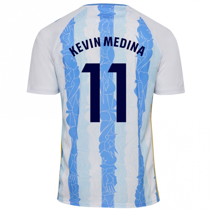 Enfant Football Maillot Kevin Medina #11 Blanc Bleu Tenues Domicile 2024/25