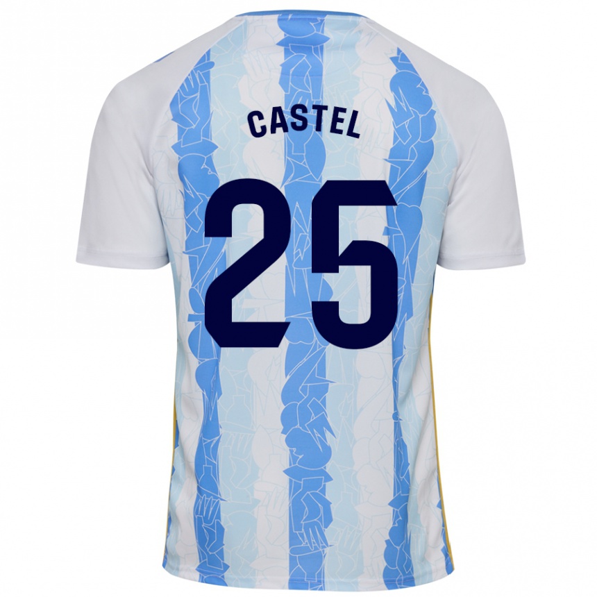 Enfant Football Maillot Sergio Castel #25 Blanc Bleu Tenues Domicile 2024/25