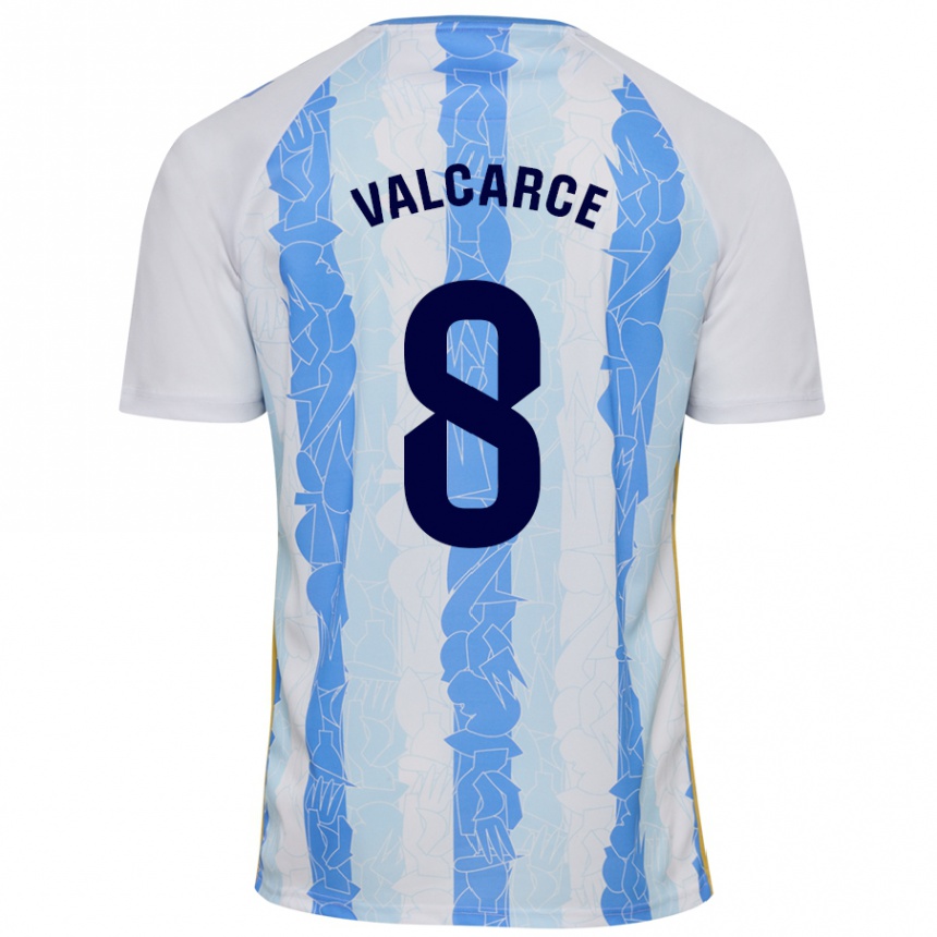 Enfant Football Maillot Alejandro Valcarce #8 Blanc Bleu Tenues Domicile 2024/25