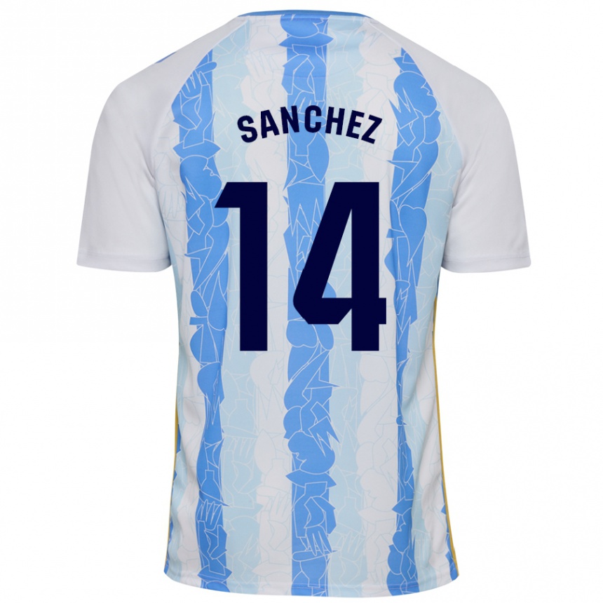 Enfant Football Maillot Rubén Sánchez #14 Blanc Bleu Tenues Domicile 2024/25