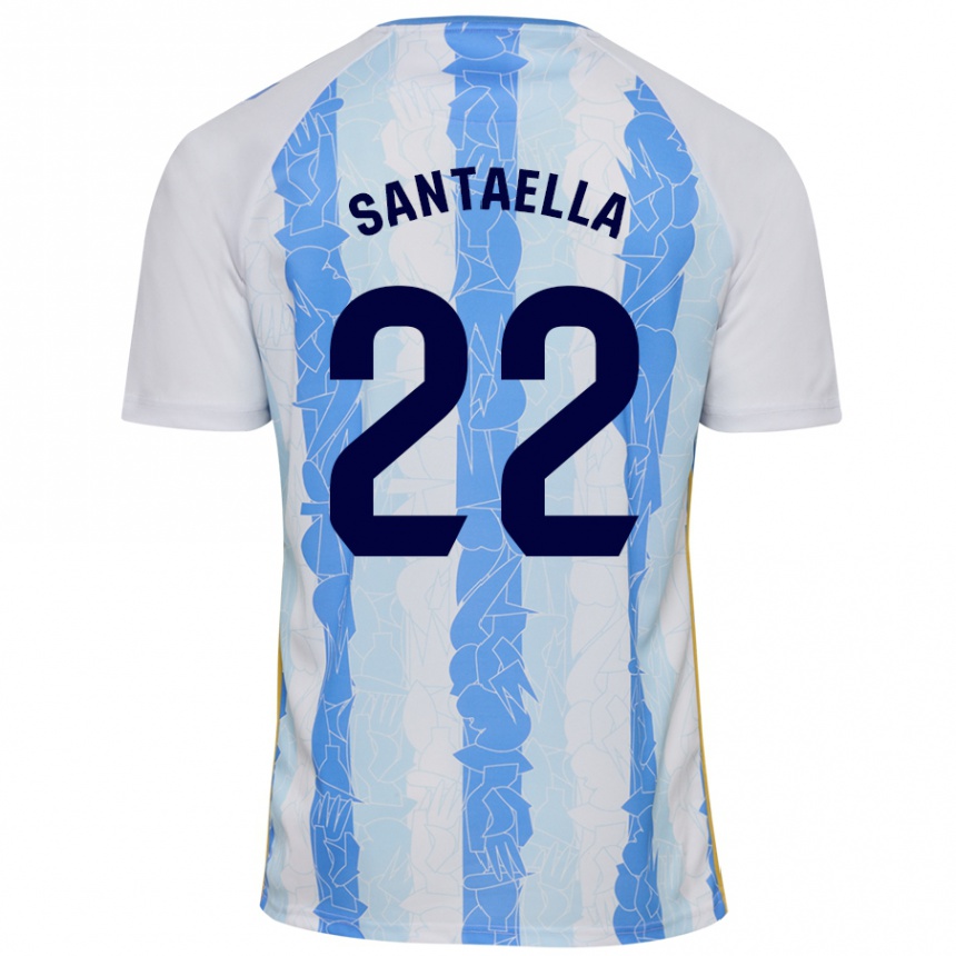 Enfant Football Maillot Miguel Ángel Santaella #22 Blanc Bleu Tenues Domicile 2024/25