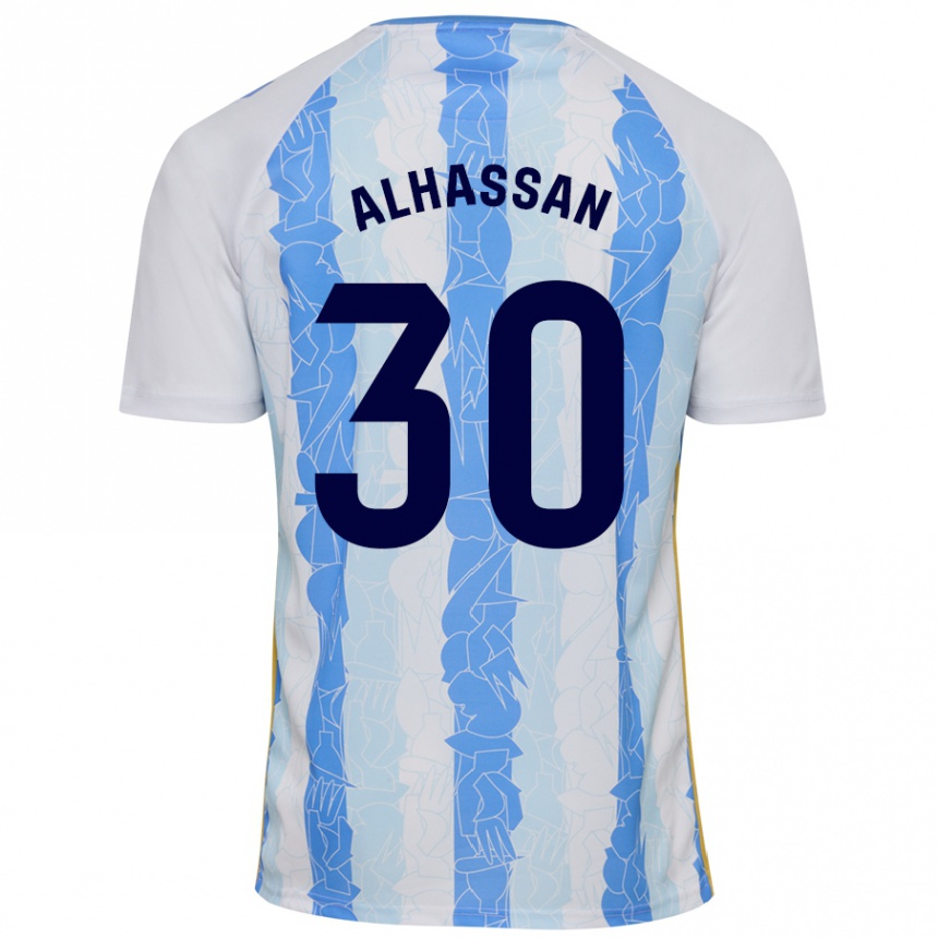 Enfant Football Maillot Mubarak Alhassan #30 Blanc Bleu Tenues Domicile 2024/25