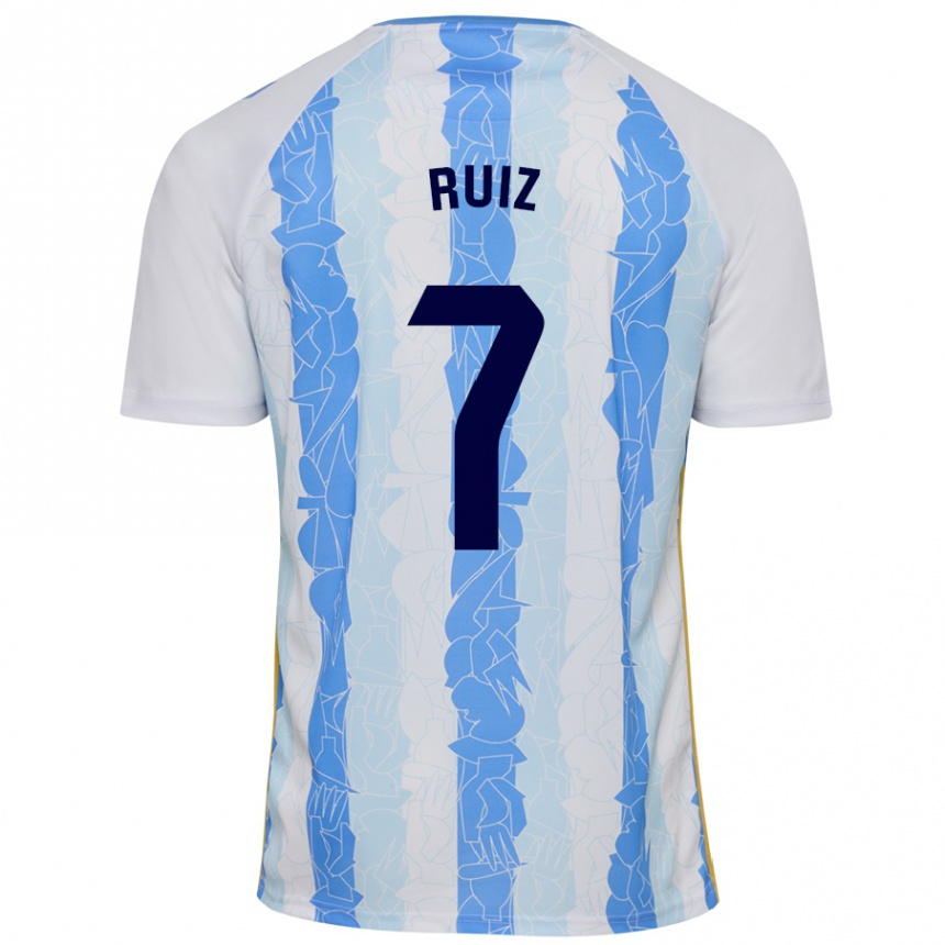 Enfant Football Maillot María Ruiz #7 Blanc Bleu Tenues Domicile 2024/25