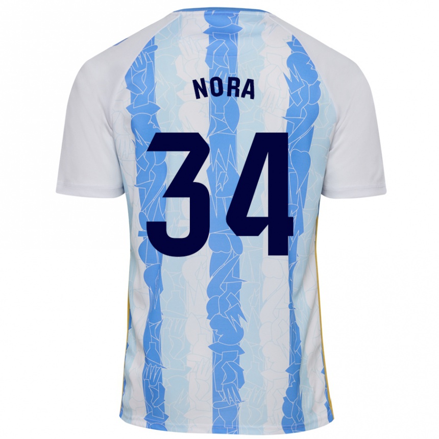 Enfant Football Maillot Nora #34 Blanc Bleu Tenues Domicile 2024/25