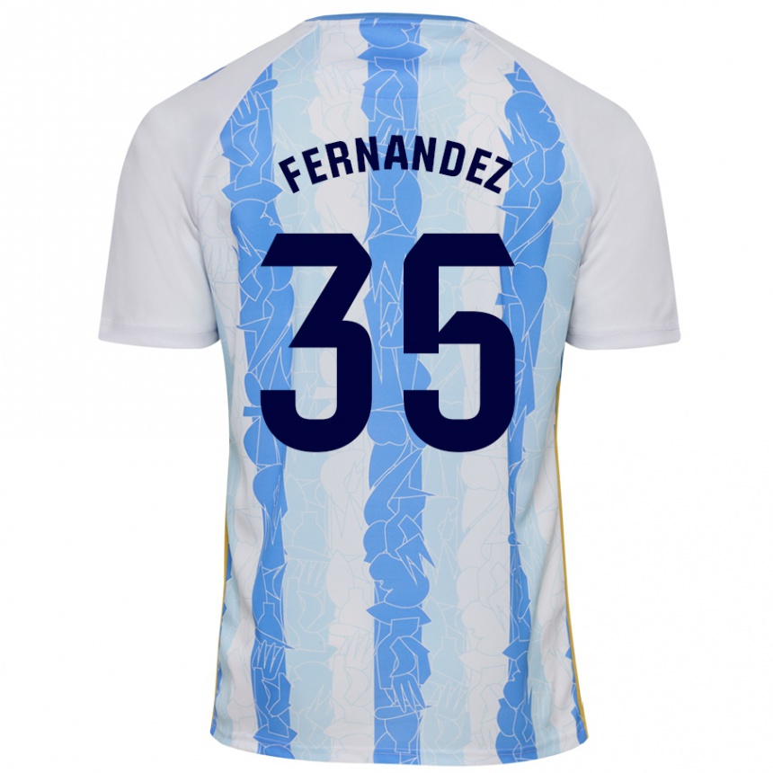 Enfant Football Maillot Inés Fernández #35 Blanc Bleu Tenues Domicile 2024/25