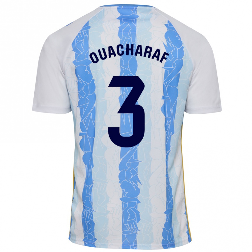 Enfant Football Maillot Bilal Ouacharaf #3 Blanc Bleu Tenues Domicile 2024/25