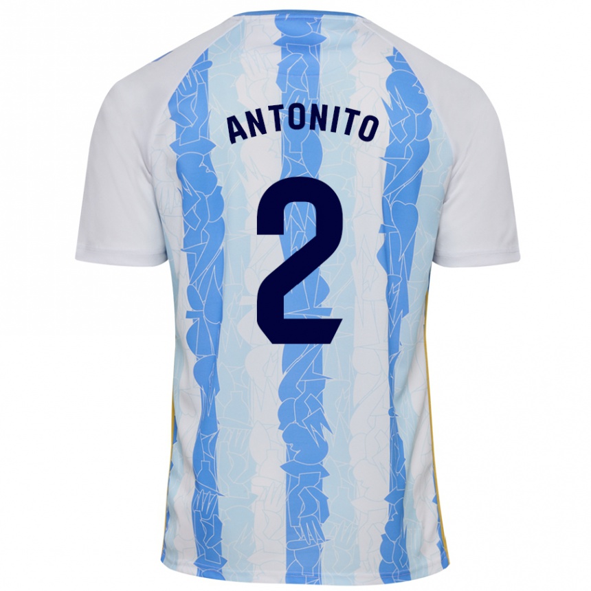 Enfant Football Maillot Antoñito #2 Blanc Bleu Tenues Domicile 2024/25