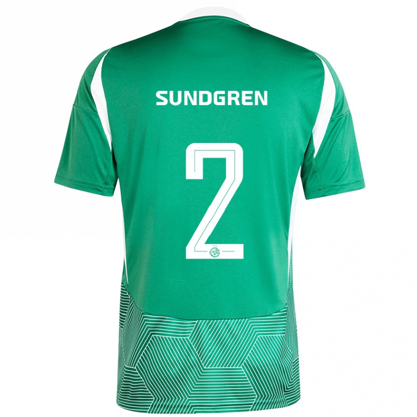 Enfant Football Maillot Daniel Sundgren #2 Vert Blanc Tenues Domicile 2024/25