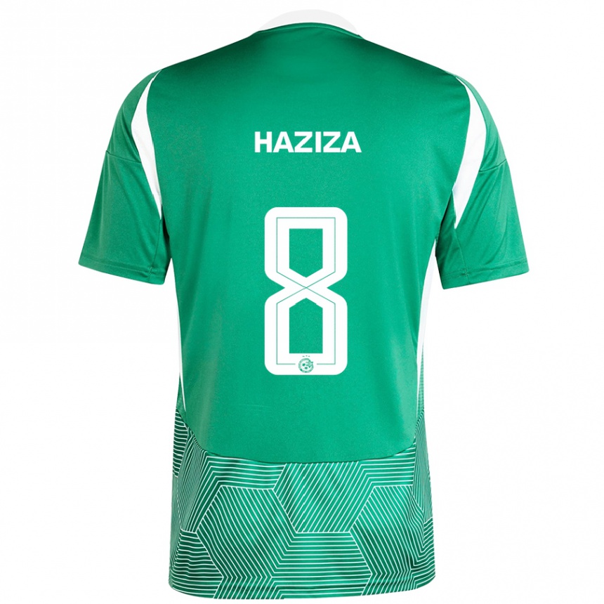 Enfant Football Maillot Dolev Haziza #8 Vert Blanc Tenues Domicile 2024/25