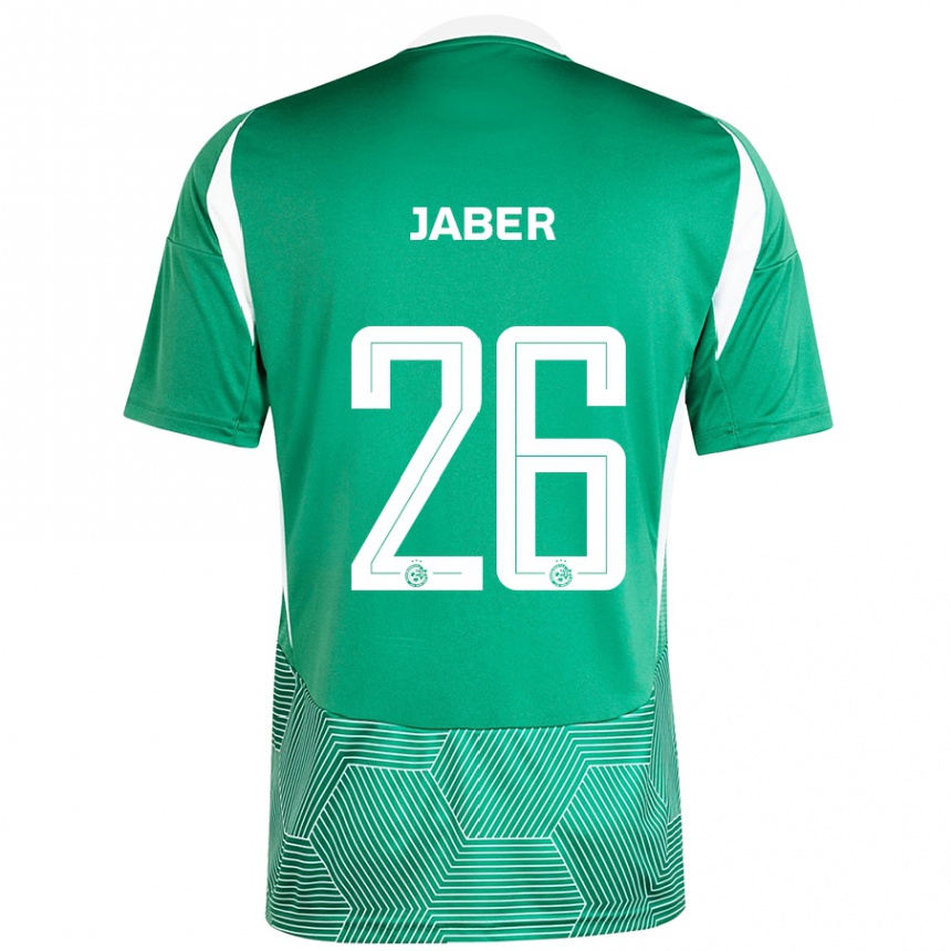 Enfant Football Maillot Mahmoud Jaber #26 Vert Blanc Tenues Domicile 2024/25