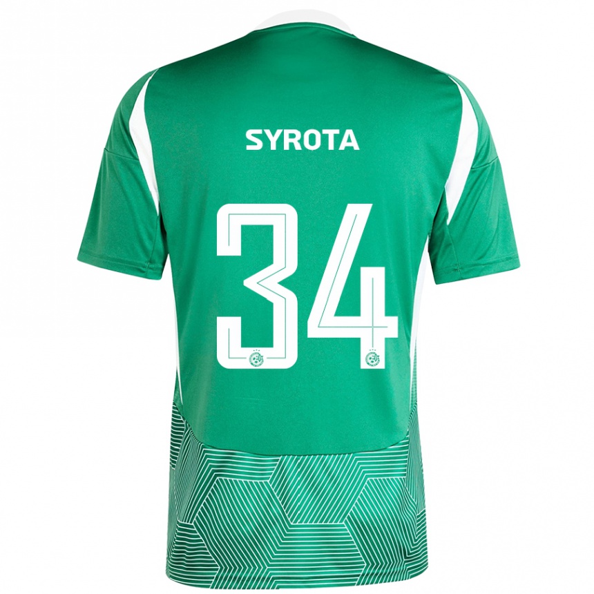 Enfant Football Maillot Oleksandr Syrota #34 Vert Blanc Tenues Domicile 2024/25