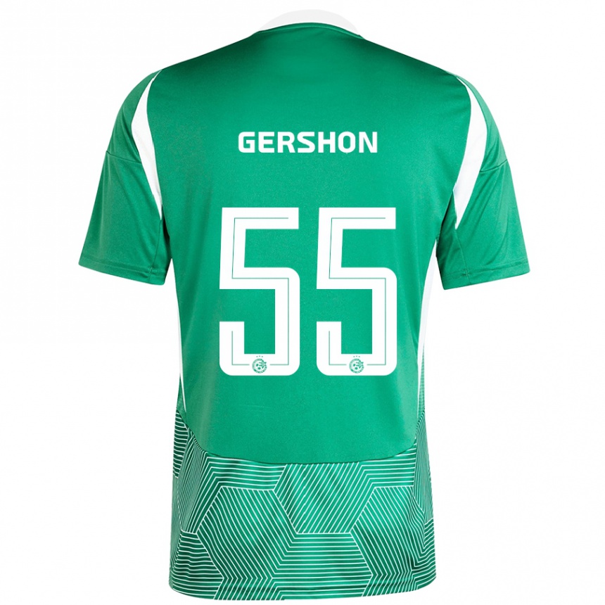 Enfant Football Maillot Rami Gershon #55 Vert Blanc Tenues Domicile 2024/25