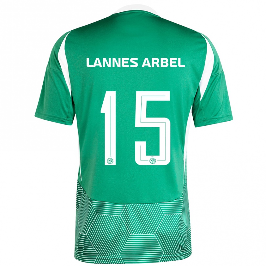 Enfant Football Maillot Tomer Lannes Arbel #15 Vert Blanc Tenues Domicile 2024/25