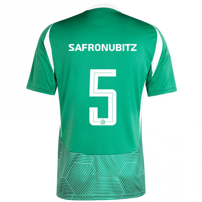 Enfant Football Maillot Dan Safronubitz #5 Vert Blanc Tenues Domicile 2024/25