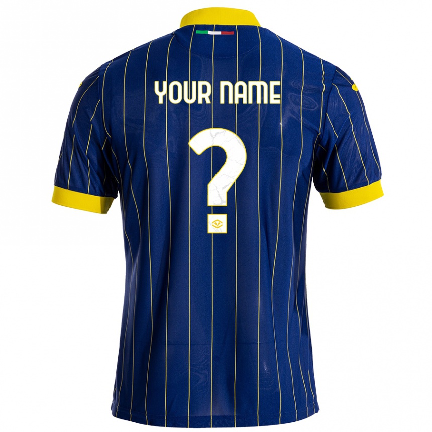 Enfant Football Maillot Votre Nom #0 Bleu Jaune Tenues Domicile 2024/25