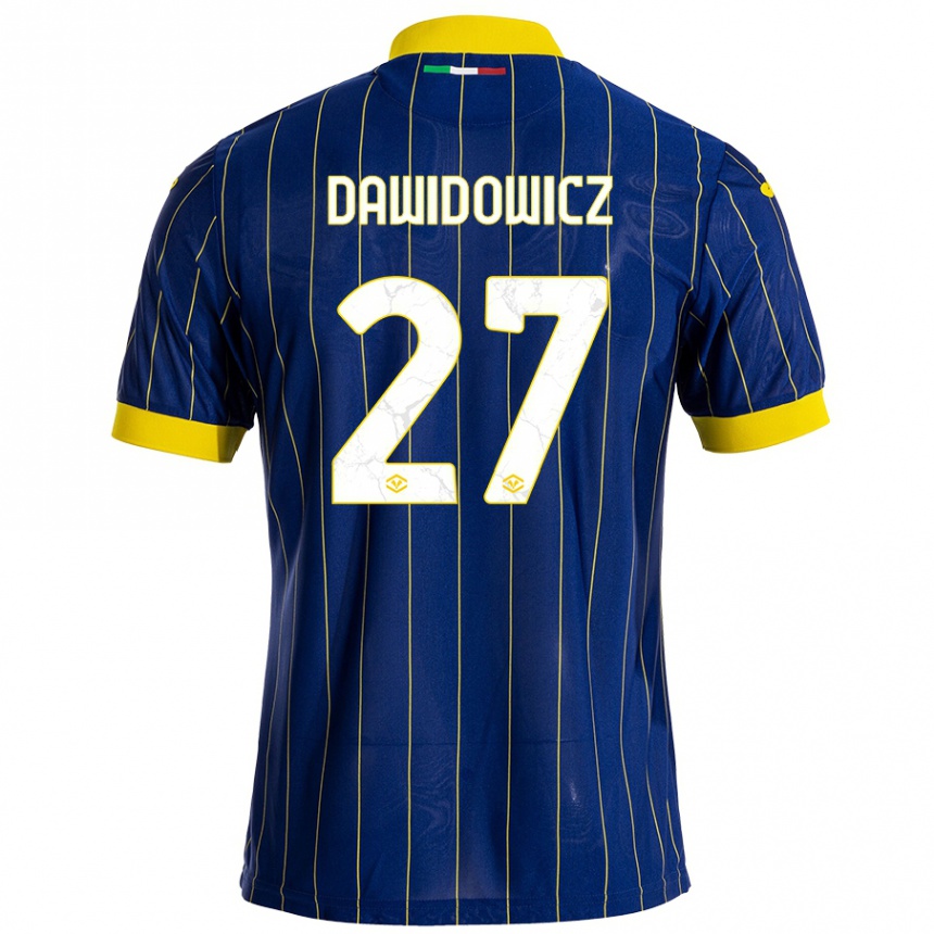 Enfant Football Maillot Pawel Dawidowicz #27 Bleu Jaune Tenues Domicile 2024/25