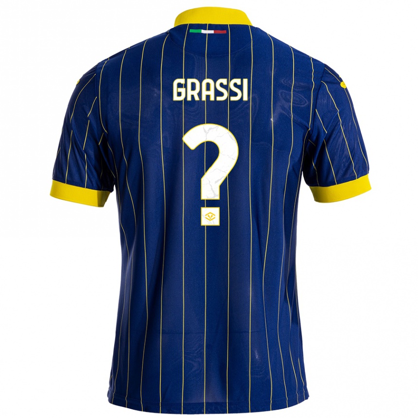 Enfant Football Maillot Pierfrancesco Grassi #0 Bleu Jaune Tenues Domicile 2024/25