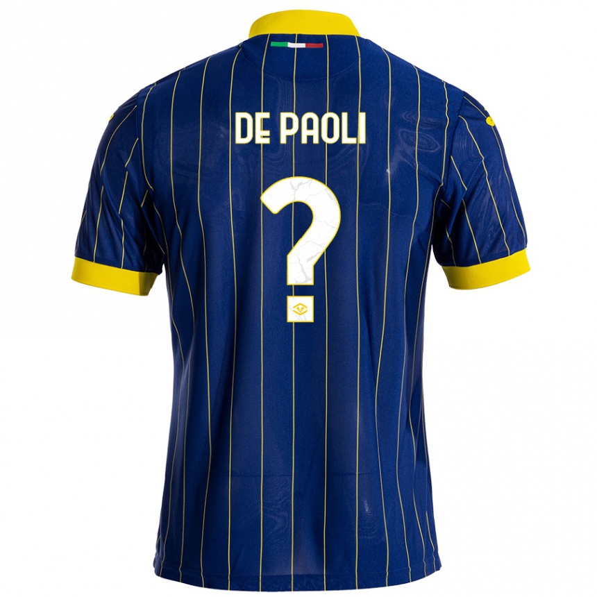 Enfant Football Maillot Mirko De Paoli #0 Bleu Jaune Tenues Domicile 2024/25