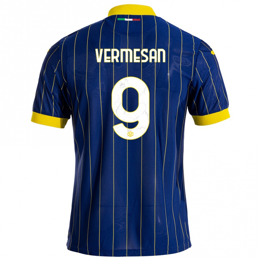 Enfant Football Maillot Ioan Vermesan #9 Bleu Jaune Tenues Domicile 2024/25