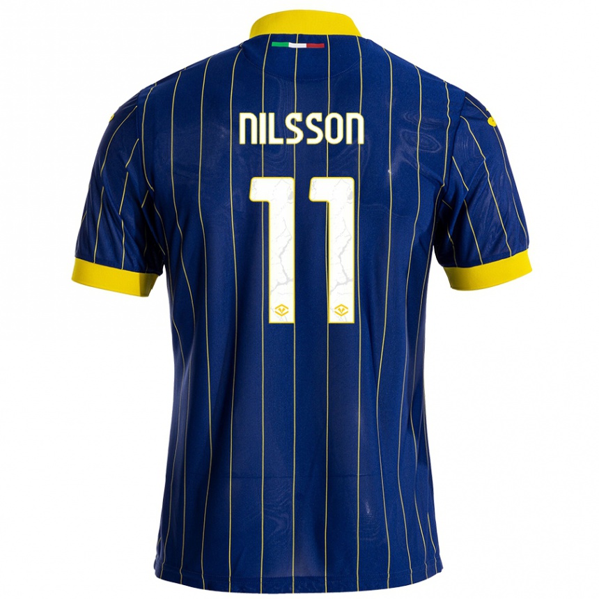 Enfant Football Maillot Sara Nilsson #11 Bleu Jaune Tenues Domicile 2024/25