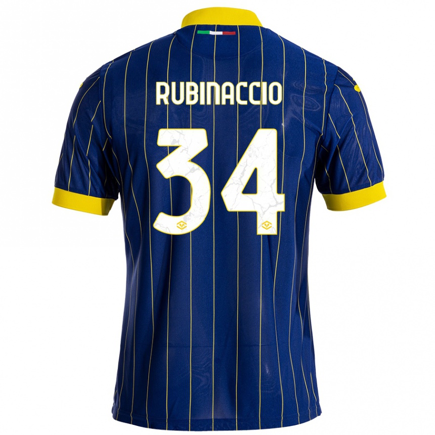 Enfant Football Maillot Nikol Rubinaccio #34 Bleu Jaune Tenues Domicile 2024/25