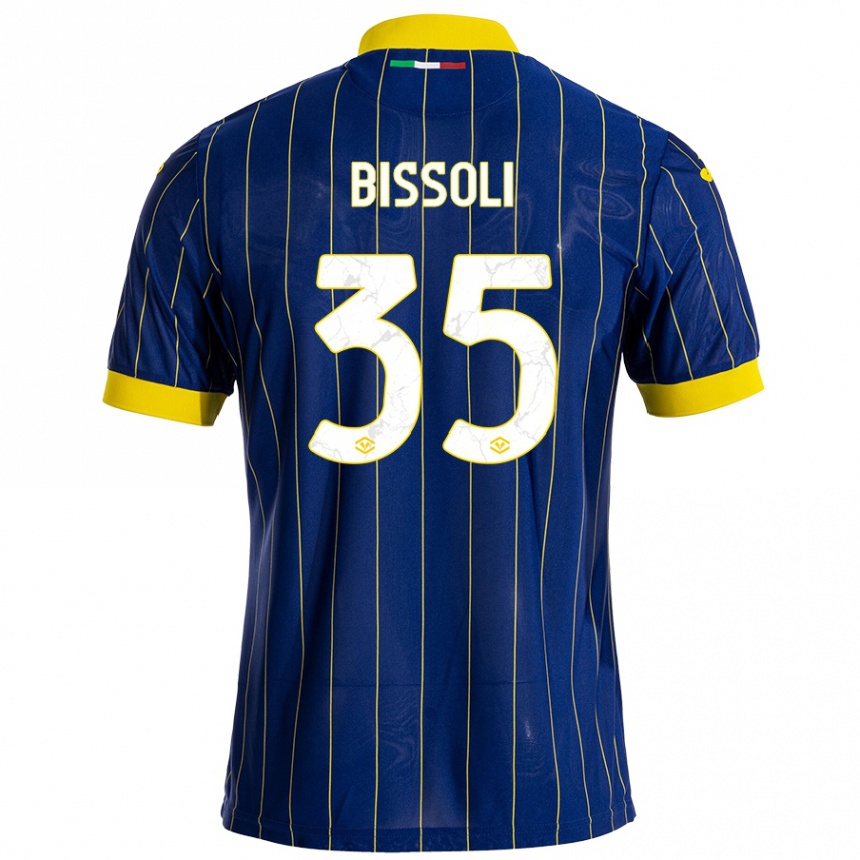 Enfant Football Maillot Noemí Bissoli #35 Bleu Jaune Tenues Domicile 2024/25