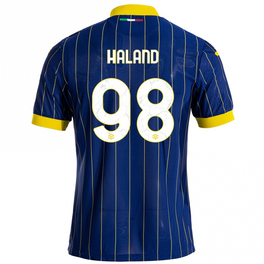 Enfant Football Maillot Benedicte Iversen Håland #98 Bleu Jaune Tenues Domicile 2024/25