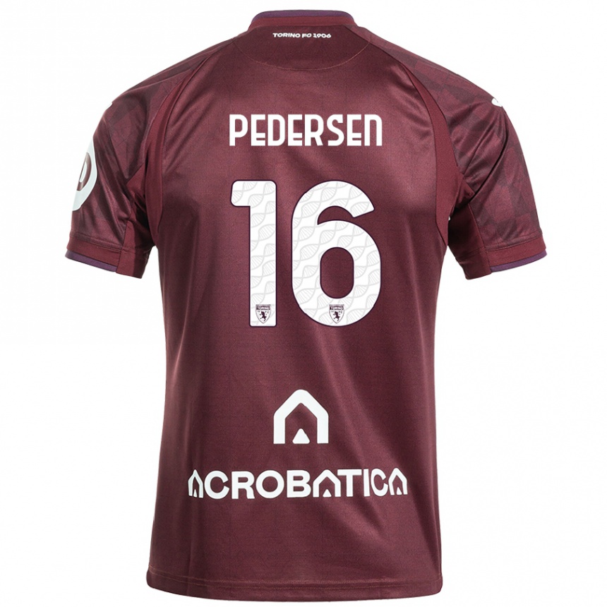 Enfant Football Maillot Marcus Pedersen #16 Bordeaux Blanc Tenues Domicile 2024/25