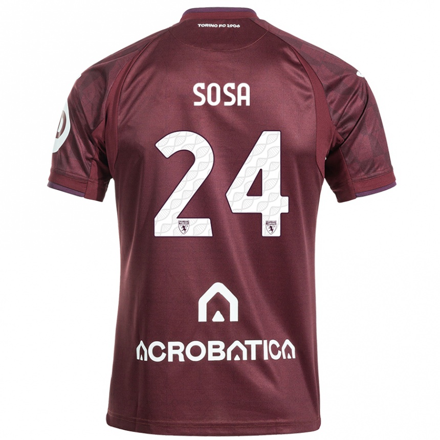 Enfant Football Maillot Borna Sosa #24 Bordeaux Blanc Tenues Domicile 2024/25